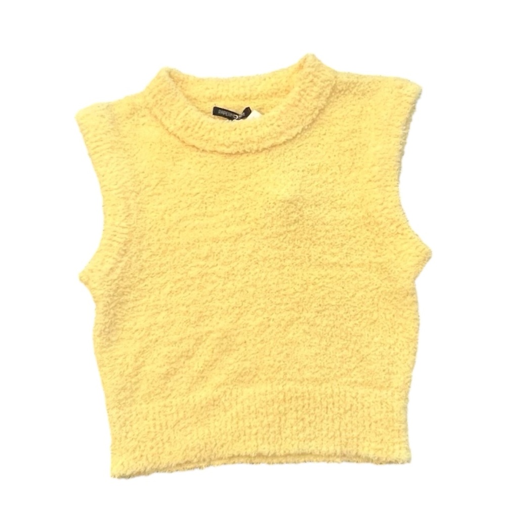 Women’s Papermoon Pastel Yellow Soft Sweater‎ Tank Size Small Short Length NEW